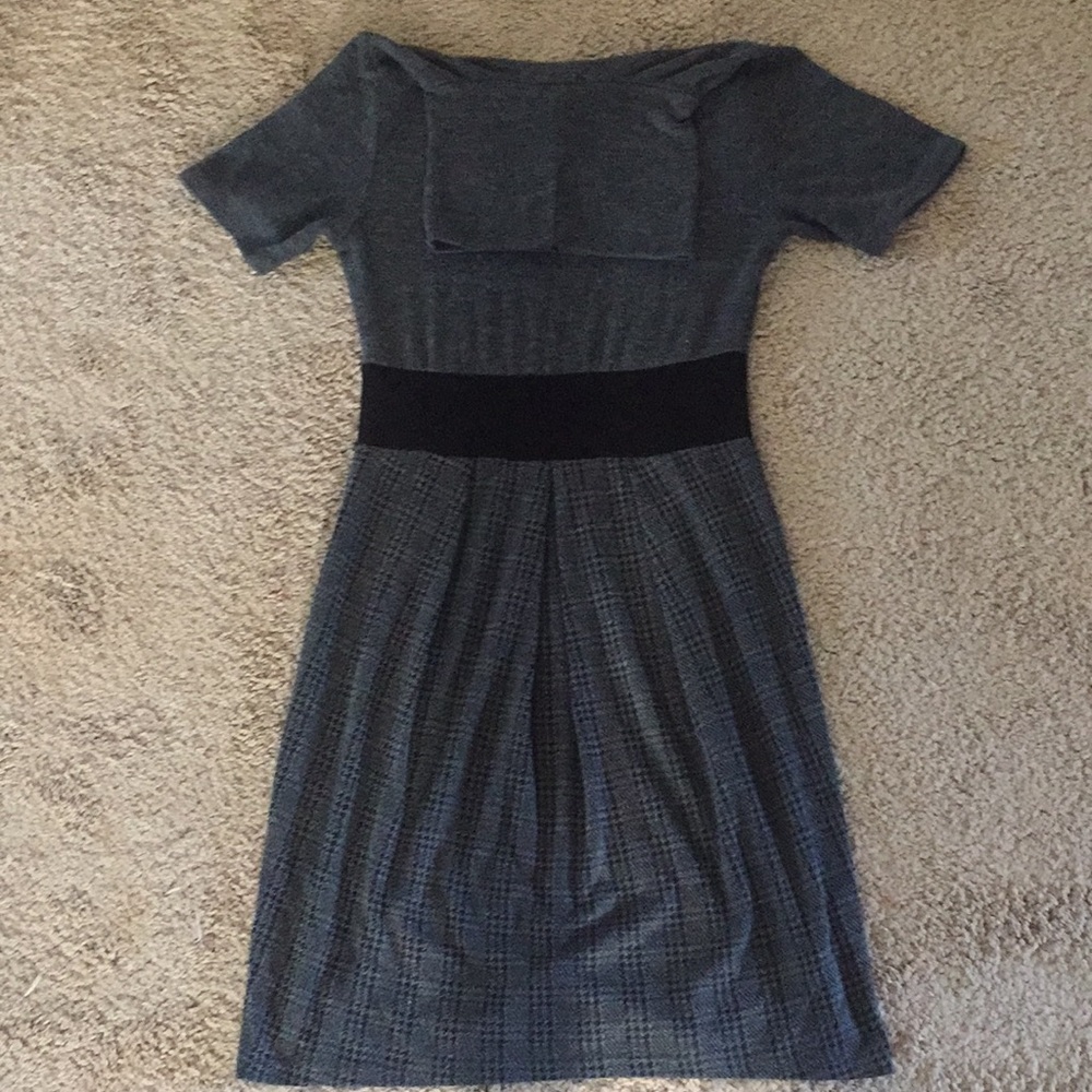 mini grey and black turtleneck dress